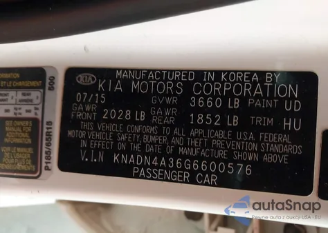 2016 Kia Rio Ex z USA, uszkodzony, nr VIN KNADN4A36G6600576